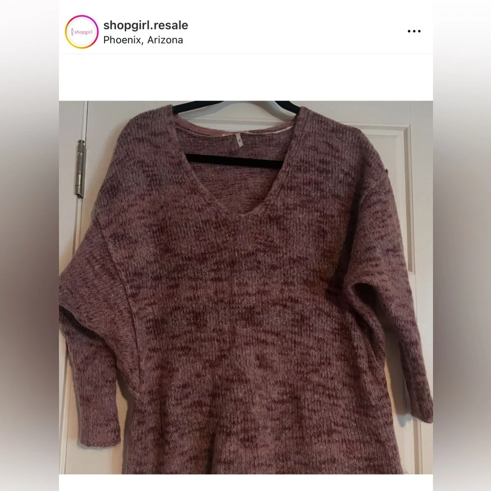 Free‎ People Alpaca Mohair Blend Bell Sleeve V-neck Oversized Sweater XS Small